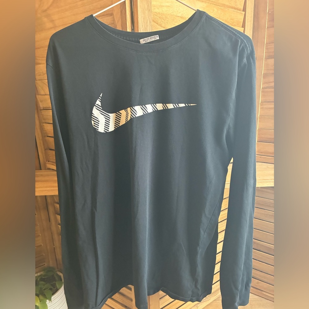 Nike Black Long Sleeve Tee with White Logo